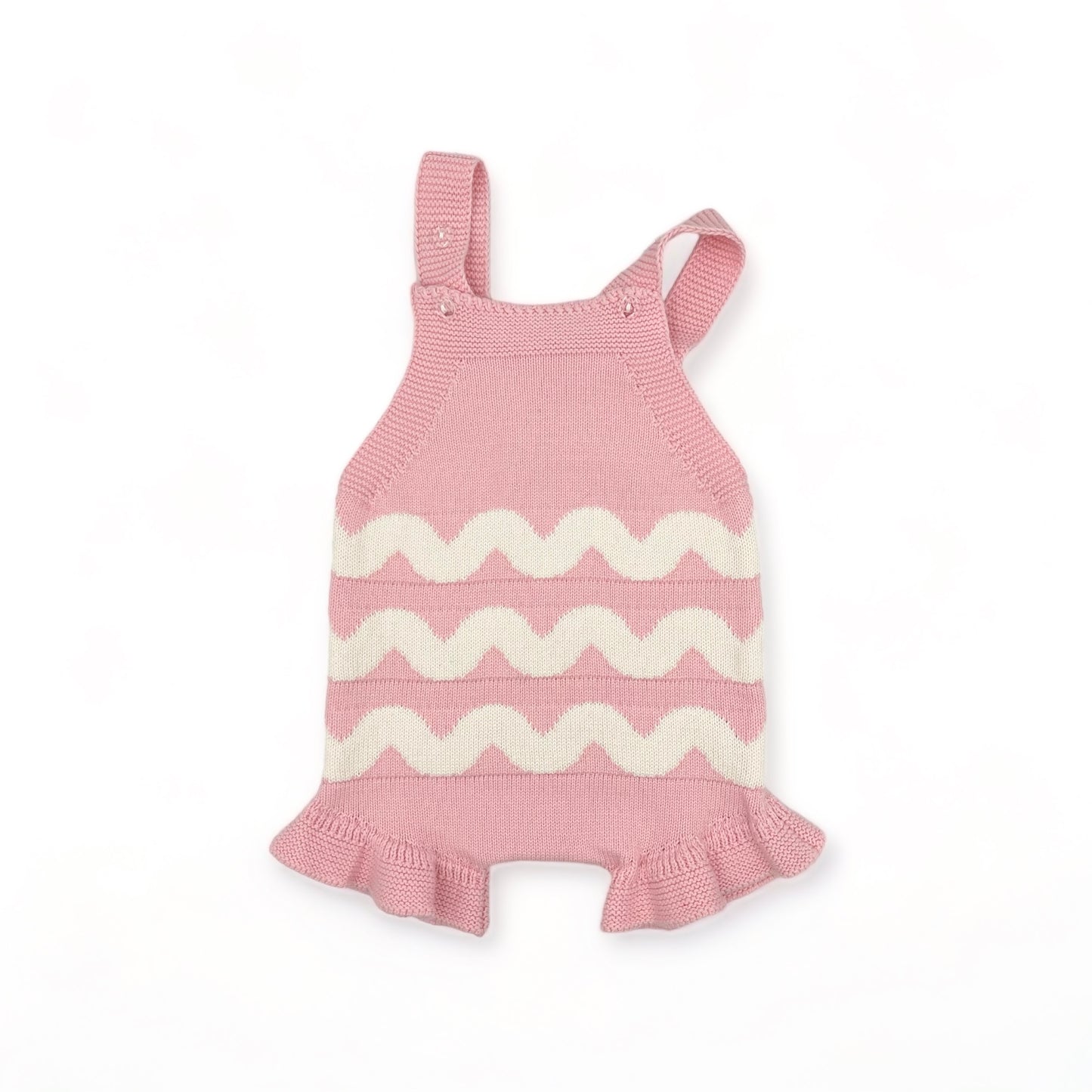 Ric Rac Ruffle Romper - Candy Pink