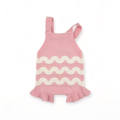 Ric Rac Ruffle Romper - Candy Pink