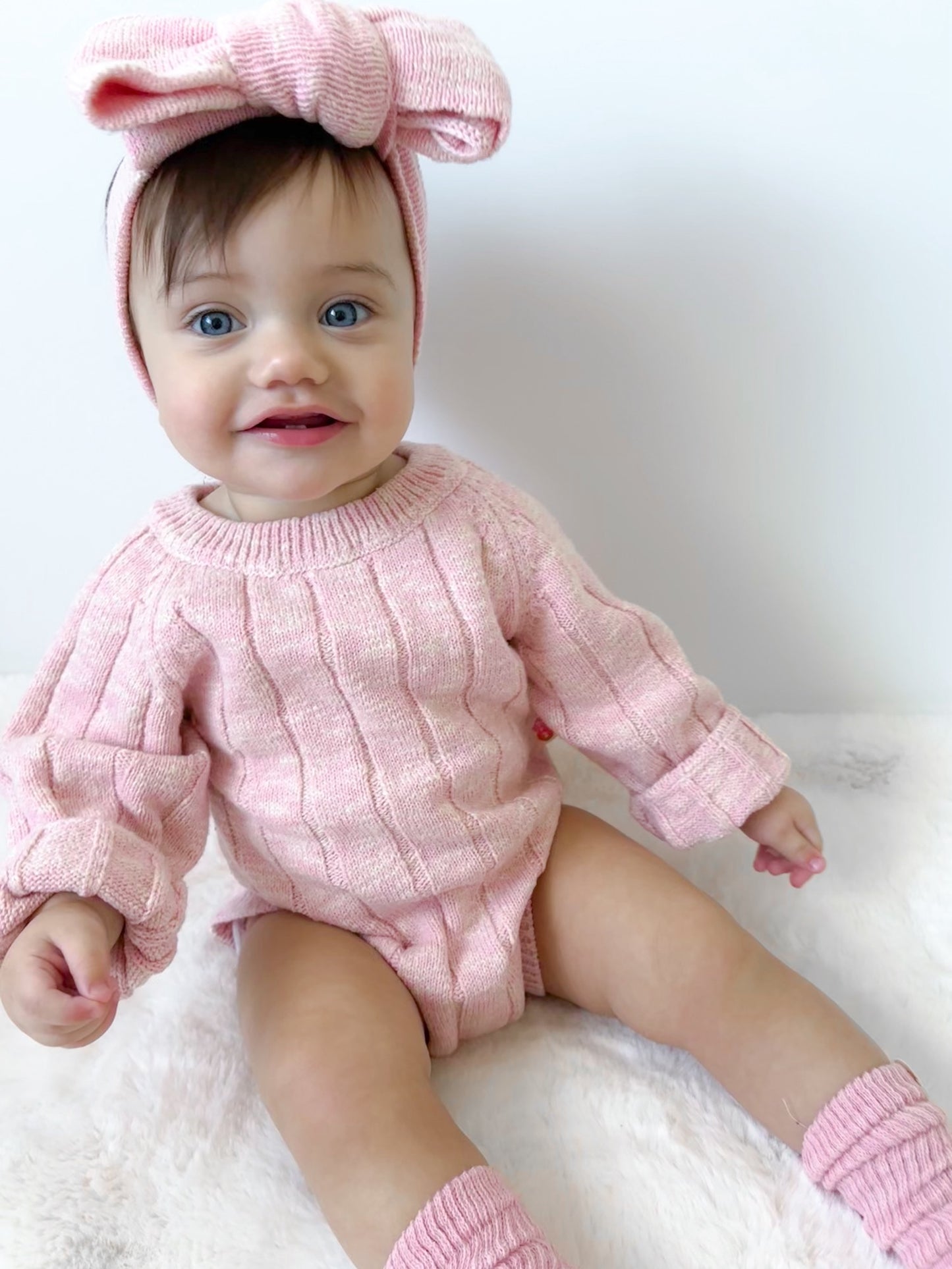 Sweater Romper - Textured Rose