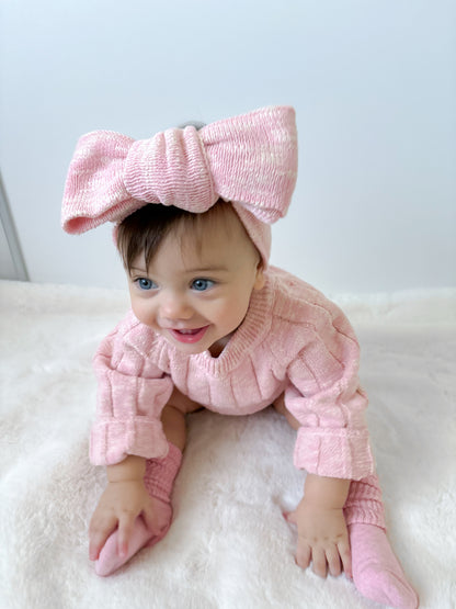 Chunky Knit Headband - Textured Rose