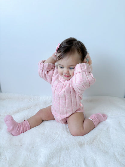 Sweater Romper - Textured Rose