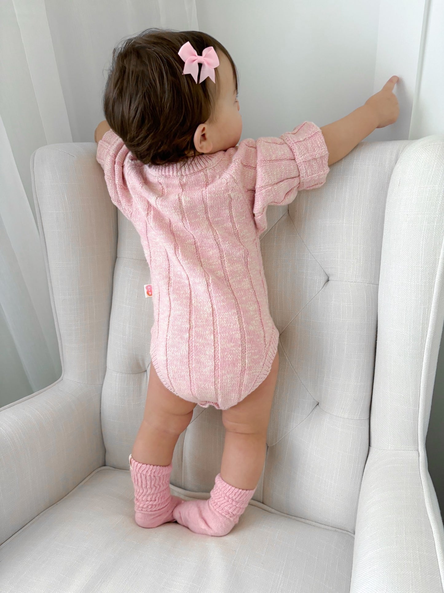 Sweater Romper - Textured Rose