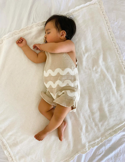 Ric Rac Ruffle Romper - Taupe