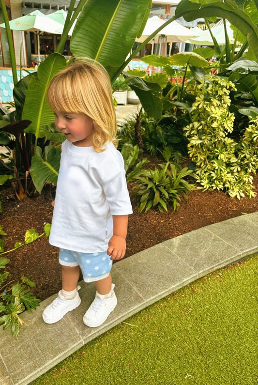 Polka Knit Shorts - Cornflower